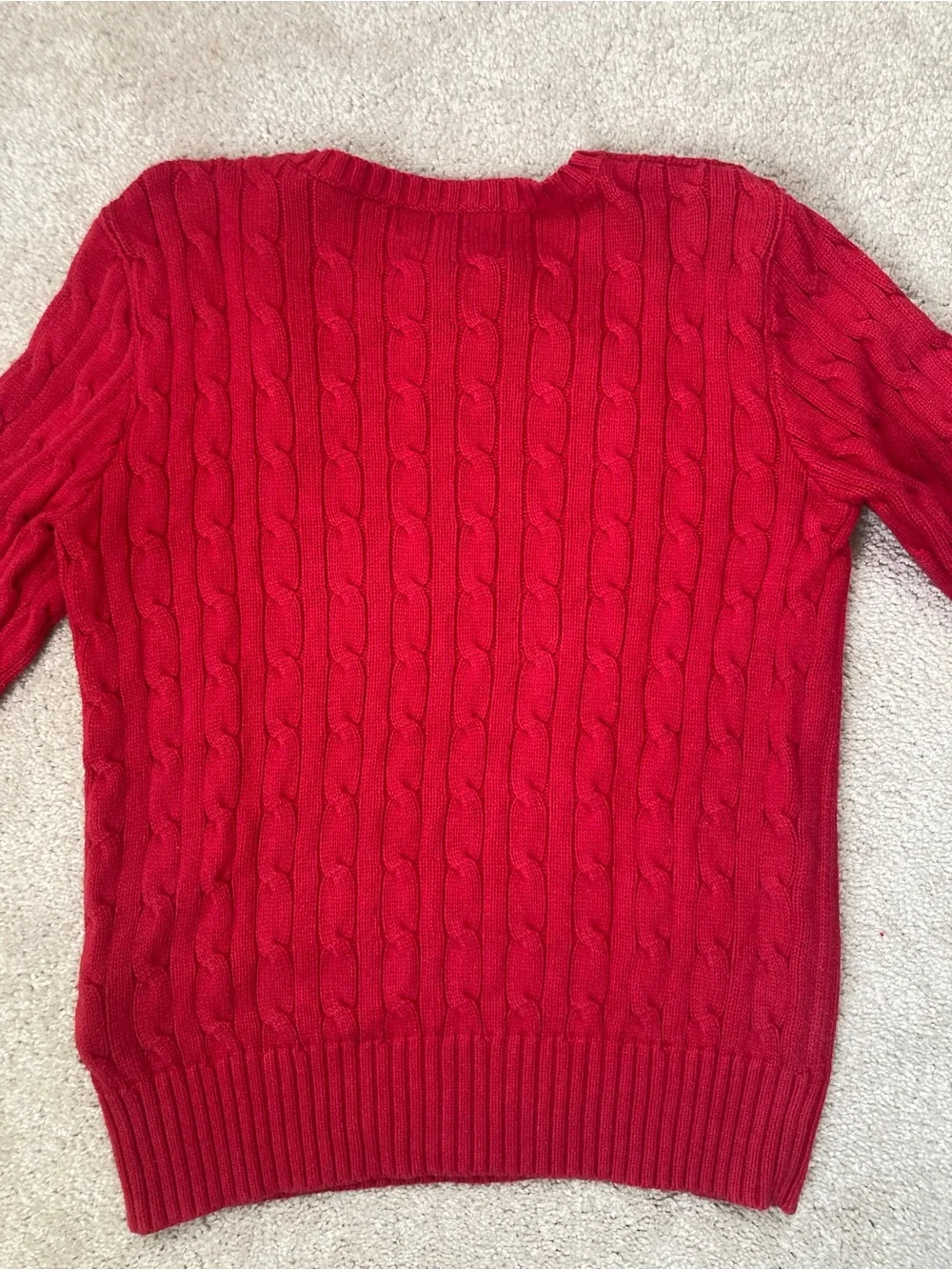 Polo by Ralph Lauren Red Cable Knit Crew Sweater